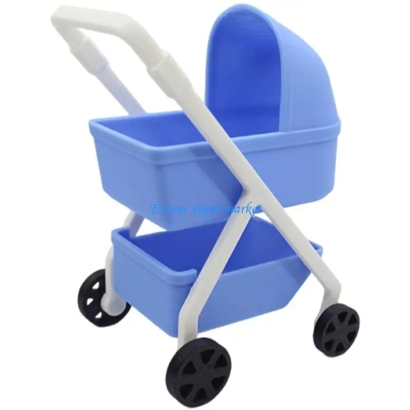 

090B Realistic Doll House Baby Carriage Model Figure 1/12 Scale Nursery Room Display Accessory Kids Creative Educational Toy