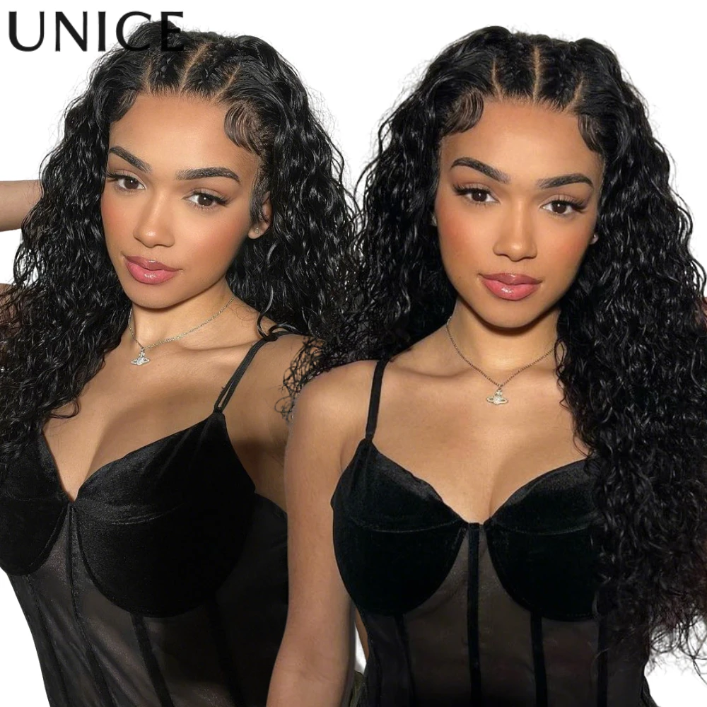 

UNice 5x5 HD парик на сетке, водные волны, бесклеевые парики, человеческие волосы, готовые к ношению, предварительно отбеленные, ультратонкие парики на сетке HD