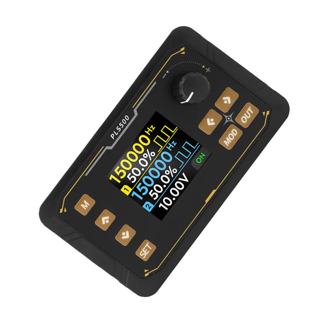 PLS500 Dual-Channel Signal Generator DC5V to 24V 1Hz-500kHz Encoder Interface 1.8 Inch Screen for Easy Adjustment