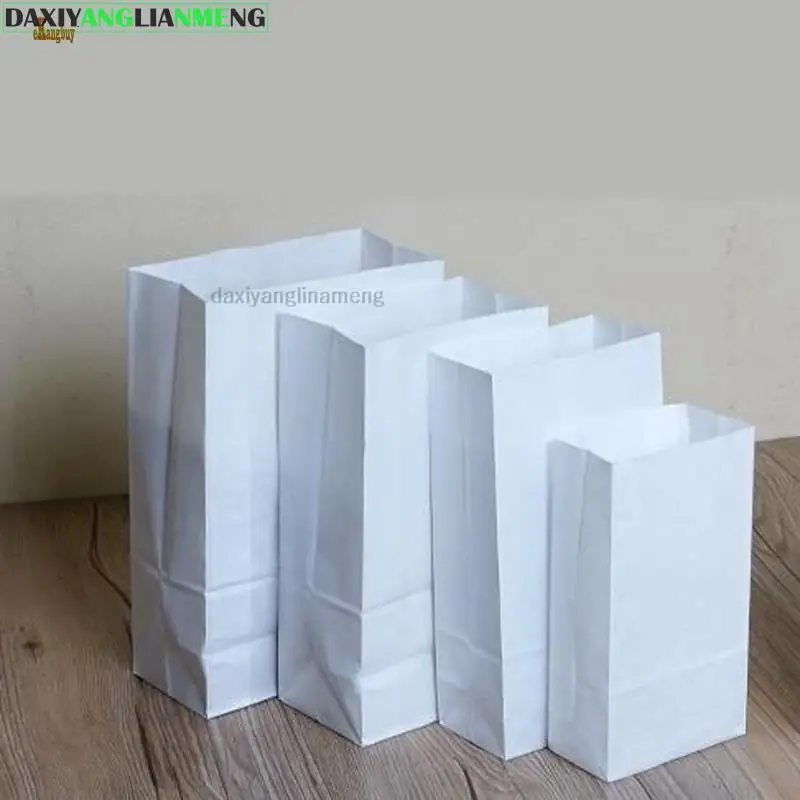 100pcs/lot 7 Sizes White Paper Gift Bags Sandwich Bread Candy Bags Takeout Fast Food Bags Party Wedding Favour fast shipping