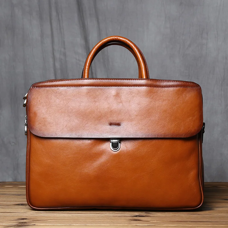 NZPJ Echtes Leder Herren Aktentasche Vintage Natürliche Rindsleder Handtasche Große Kapazität Umhängetasche Lässige Mode Computer Tasche – Detail 19