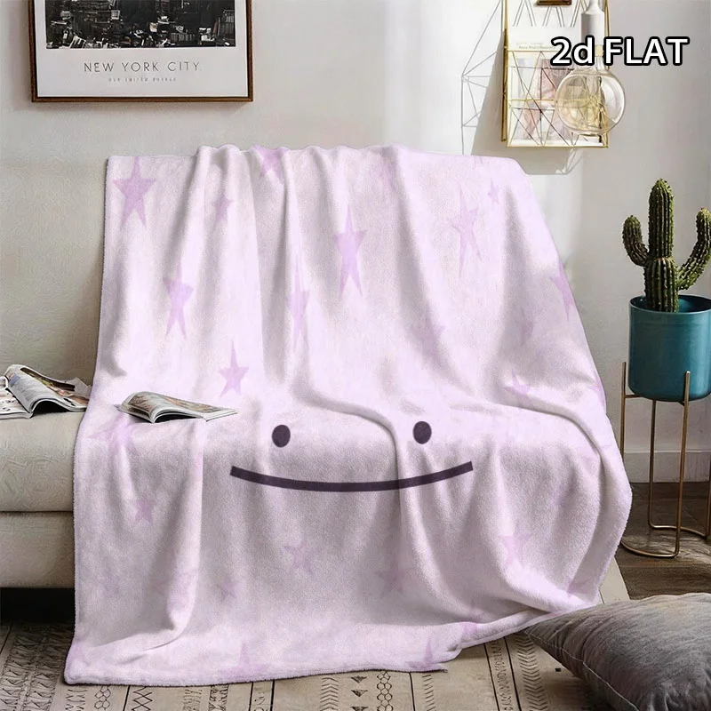 Cute Smile Face Star Flannel Throw Blanket, Light Purple Starry Print Soft Warm Blanket for Sofa Bed Home Decor Gift Ideas Now
