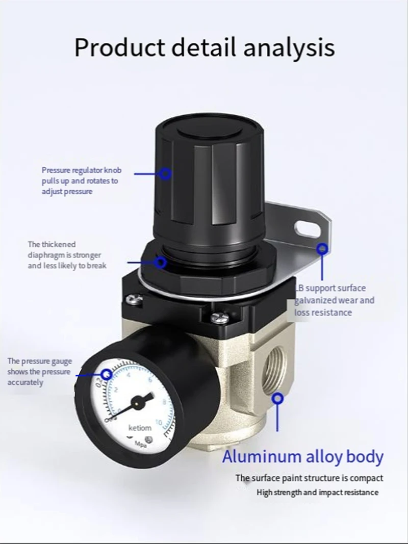 AR2000 PT1/4\'\' Pneumatic Filters Air Control Compressor Pressure Relief Regulator Valve With Bracket/Meter/Air Source Processor