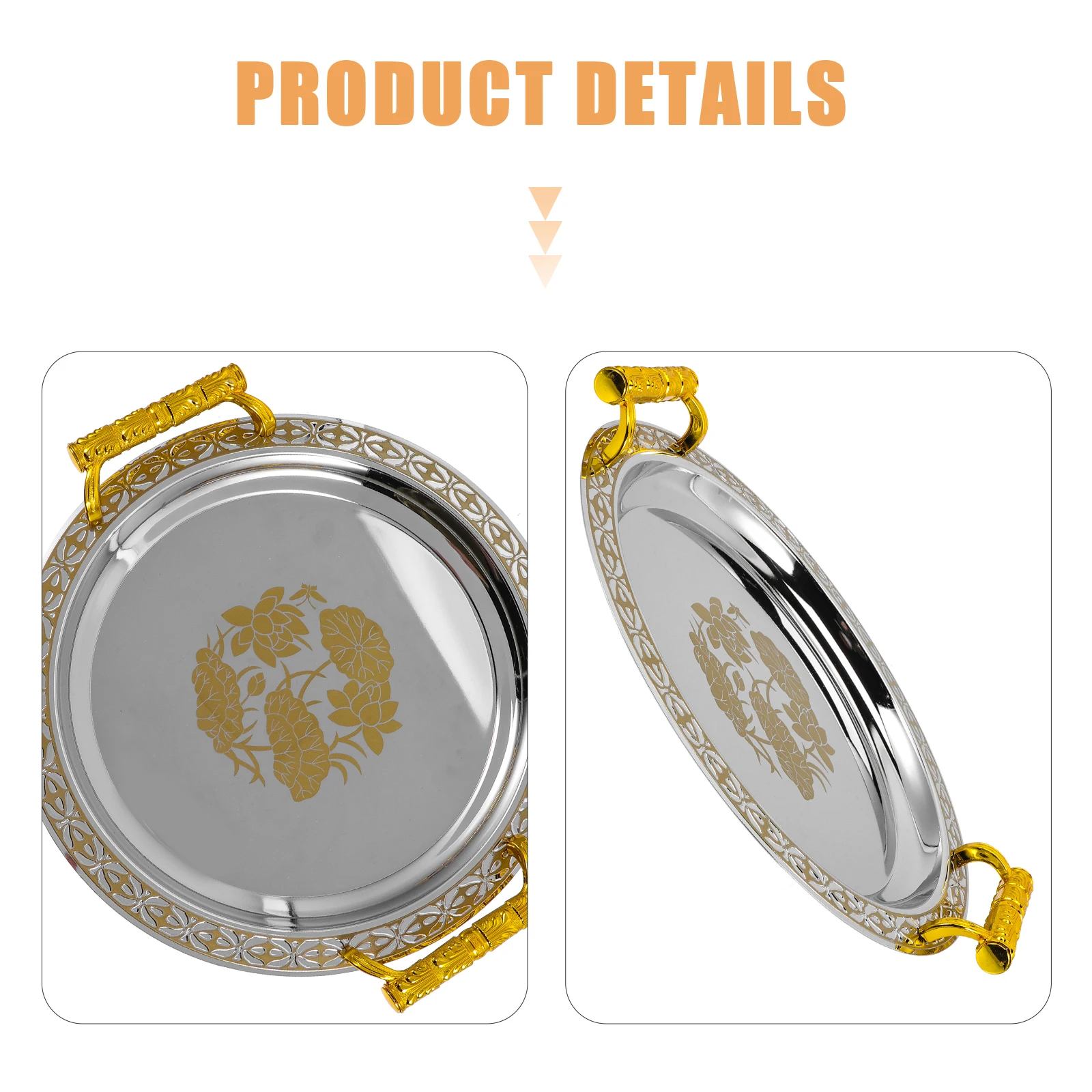 

Round Serving Snack Storage Holder Decorative Dessert Plate Jewelry Display Tray Floral Lightweight Portable Home Supplies
