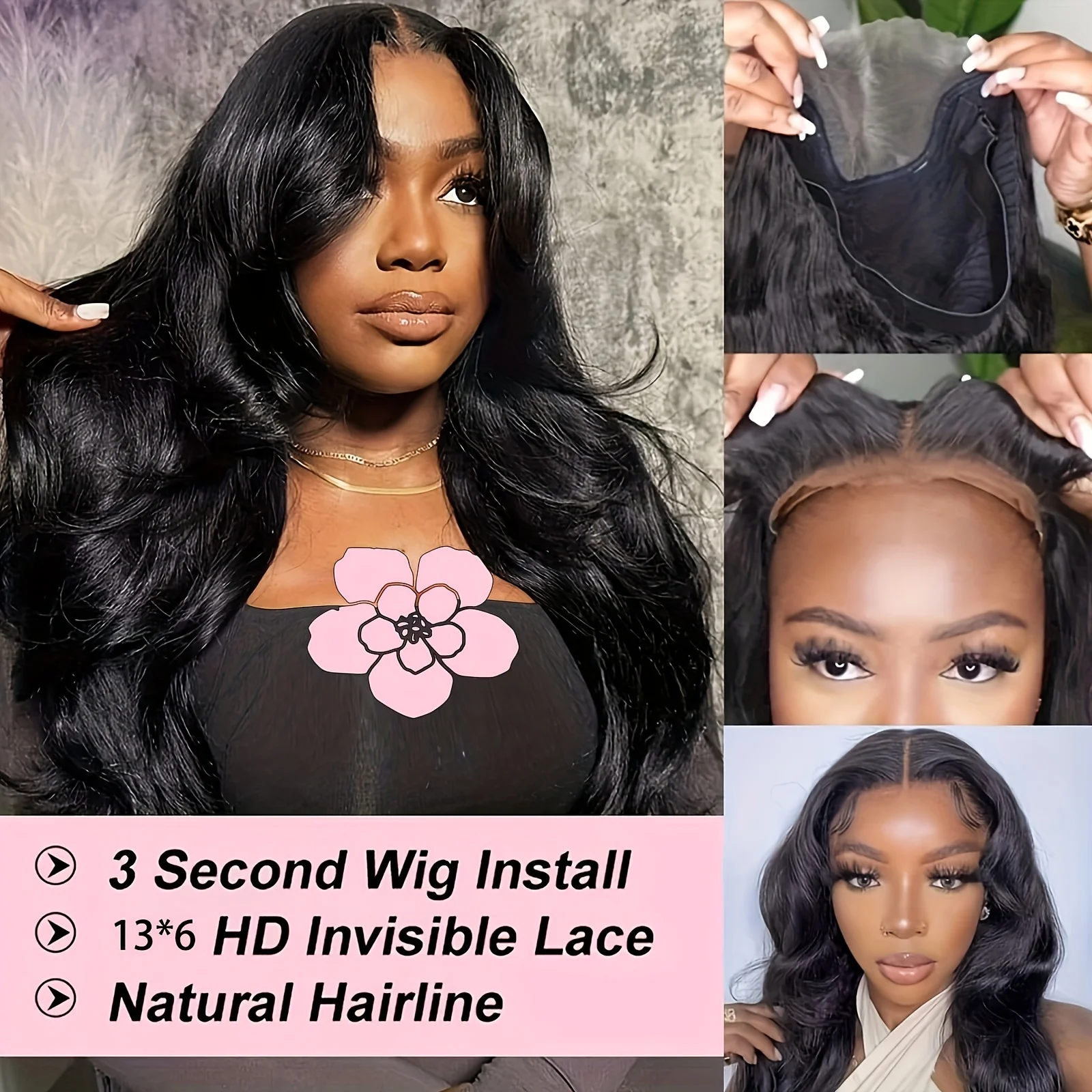 باروكة من شعر طبيعي بدون صمغ 13 × 6 من Bye Bye Knots - 10 أمبير بدانتيل أمامي عالي الدقة مقطوع مسبقًا ومقطع مسبقًا 200 كثافة شعر مستعار مموج للنساء #6