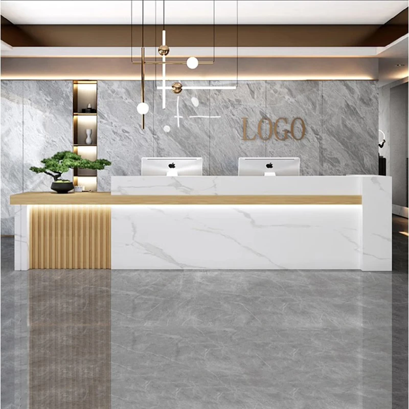 Standing Service Reception Desk Office Luxury Console Counter Reception Desk Corner Vanity Toonbank Receptie Modern Furniture