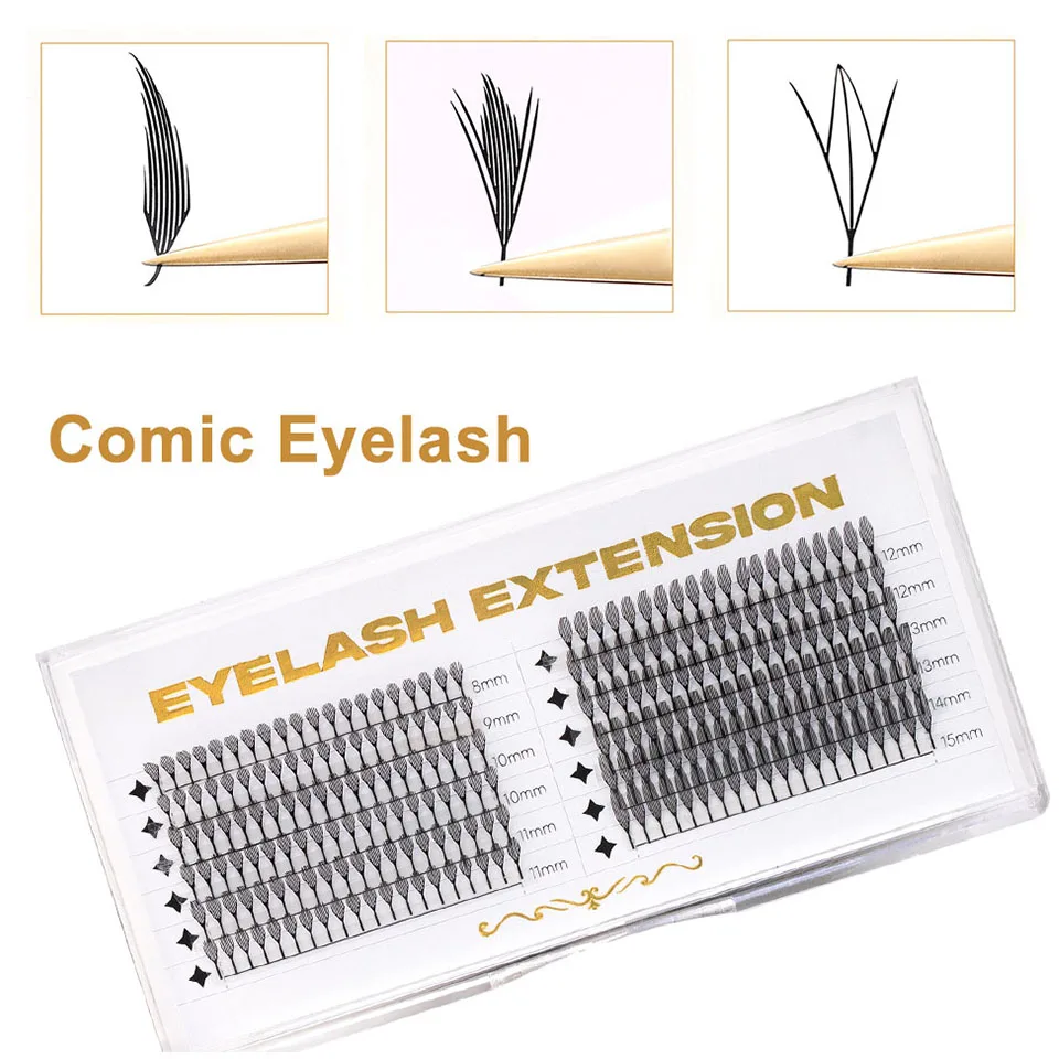 

Manga Anime Comic Spire Lashes 8-15mm Mix Length Feather Shape False Eyelash Bundles Automatic Flowering Russian Volume Eyelash