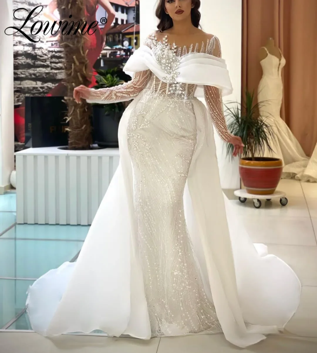 

White Prom Dress Sequined Lace Evening Dresses Formal Party Second Reception Birthday Engagement Gowns Dresses Robe De Soiree