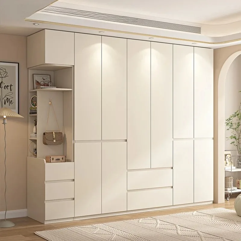 household white Wardrobe light luxury segmented handleless clothes cabinet wooden comfortable armario madera furniture bedroom