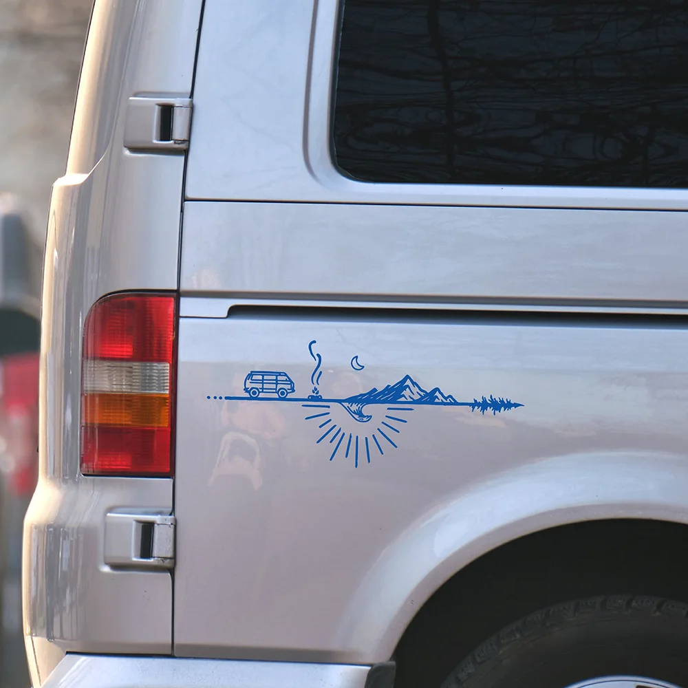 

Наклейки на бампер автомобиля, природа, кемпинг, круглые наклейки, Vanlife Van Camper, тюнинг, декор, аксессуары