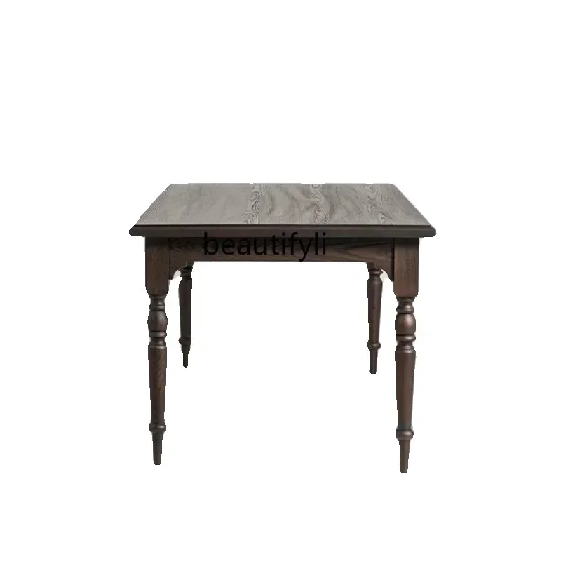 AA67 European retro solid wood dining table light luxury living room dining table simple old desk