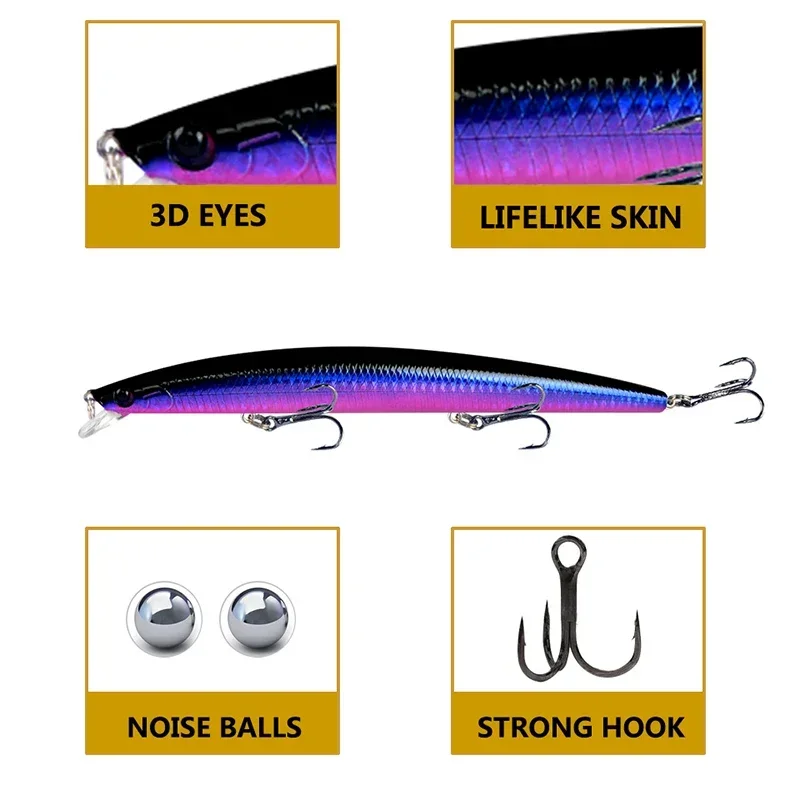 Crankbait con ojos 3D, anzuelos afilados, colorido para pesca - imagen 2