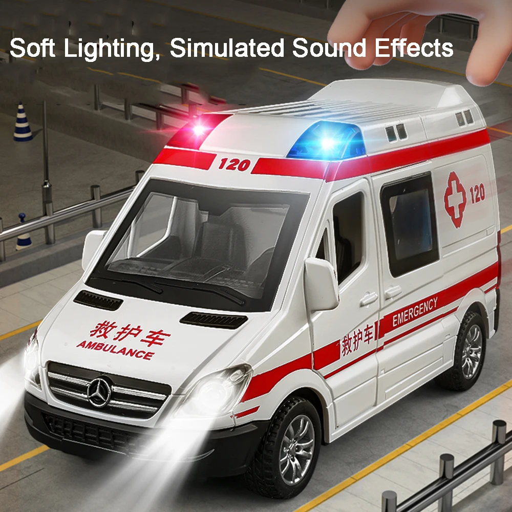 1:32 Ambulans120 Model Samochodu Zabawka Odlew Stopowy GLE63S Pojazd Zabawka Dźwięk Światło Otwierane Drzwi Napęd Pull Back Symulacja Model Pojazdów