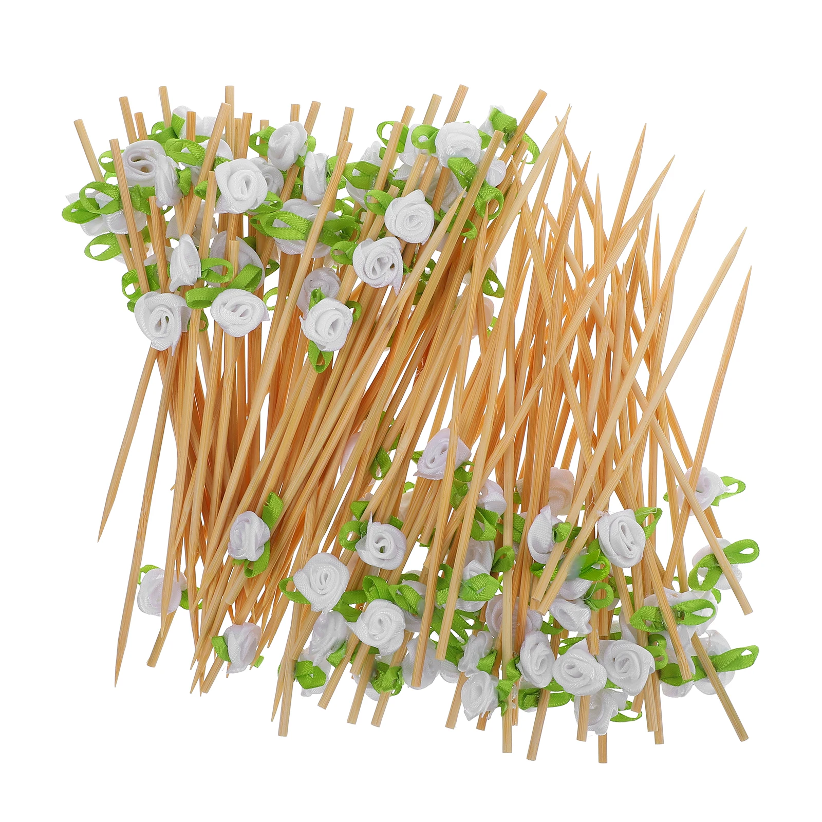 

100 Pcs Wedding Decoration Sign Long Toothpicks Party for Appetizers Roses Fancy Cloth Decorative Baby