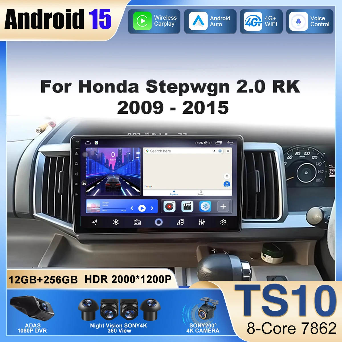 

Android Car Radio For Honda Stepwgn 2.0 RK 2009-2013-2015 Navigation Player Multimedia Android Auto Carplay 2Din DVD Stereo DSP