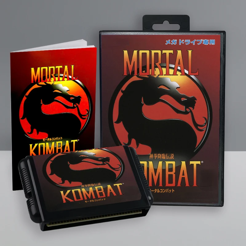 Mortal Kombat 16 Bit Game Card with Box Manual for Sega Megadrive Video Game Console Cartridge