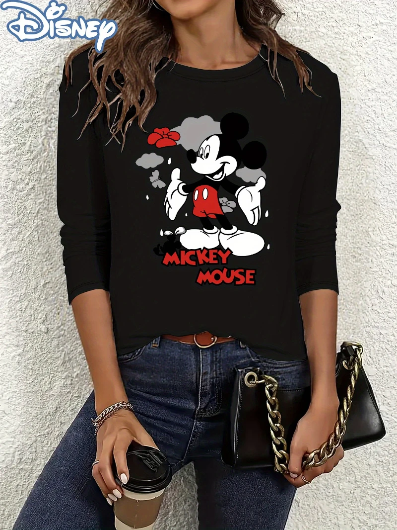 

Potdemiel Women'S Cute Minnie Mouse Graphic Long Sleeve T-Shirt - Summer Casual Round Neck Top with Red Bow & Polka Dots