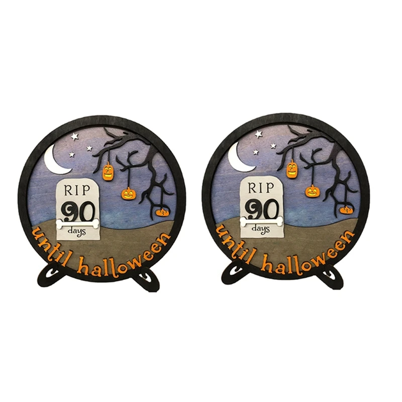 

2 Piece Halloween Countdown Calendar Black Wooden DIY Countdown Halloween Wooden Decoration