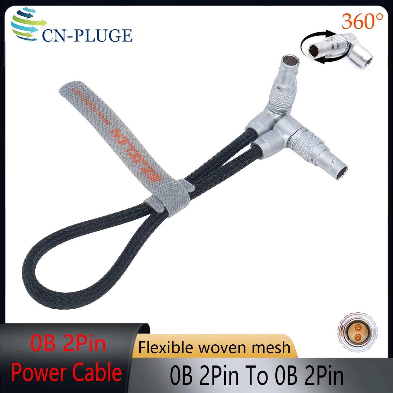 Camera 0B 2Pin To 0B 2Pin Power Cable Flexible Woven Mesh For Teradek, Vaxis, SmallHD Power