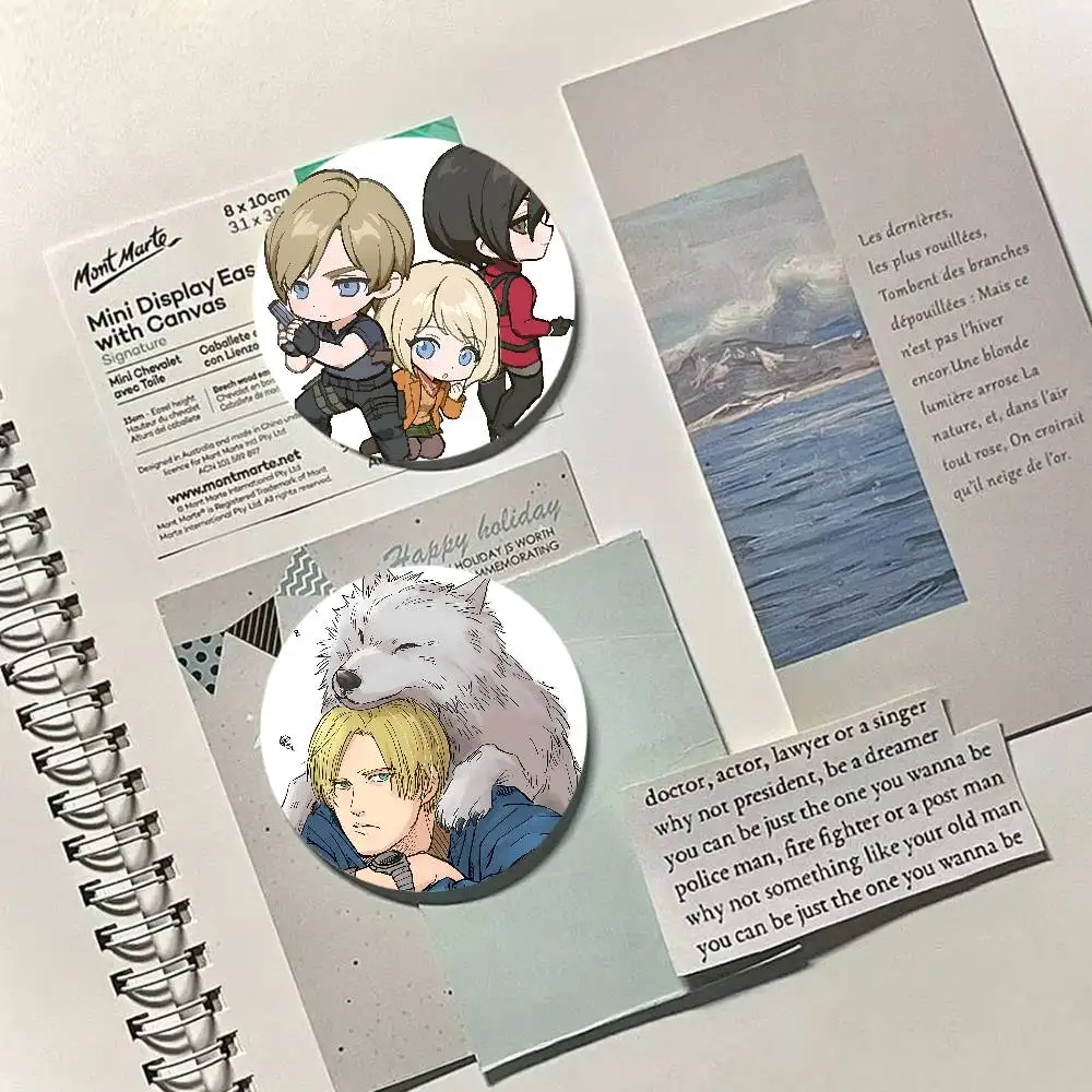 لعبة فيديو R-Residents Evil 32 44 58 مللي متر دبابيس كرتونية مستديرة دبابيس يدوية لحقيبة الظهر مجوهرات اكسسوارات شارة هدايا S