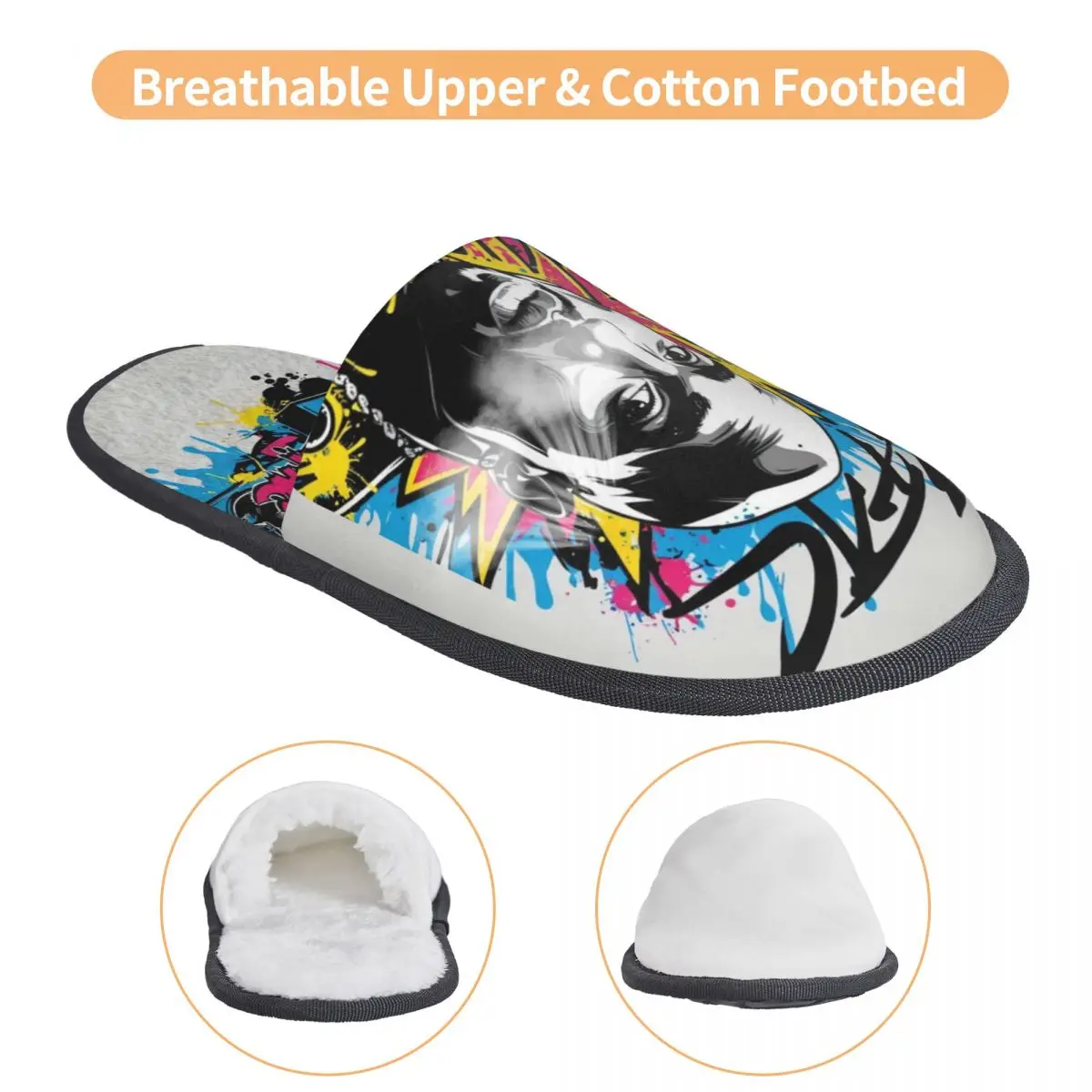 Custom Rapper Tupac 2P-pac Hip Hop Guest Slippers for Hotel Women House Slipper