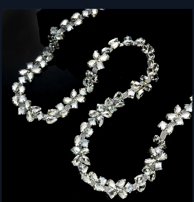 10 Yards Strass-Kette Kristall-Diamant-Accessoire DIY Bastelbedarf Geschenk Hochzeitsfeier Dekoration Strass-Band Nähzubehör – Detail 4