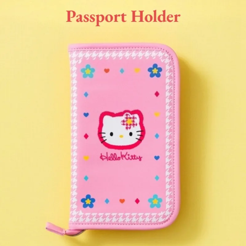 

KT Cat Passport Holder Cartoon Cute Sweet Figure Oxford Cloth Multi Layer Bank Card Passport Storage Bag Portable Birthday Gift