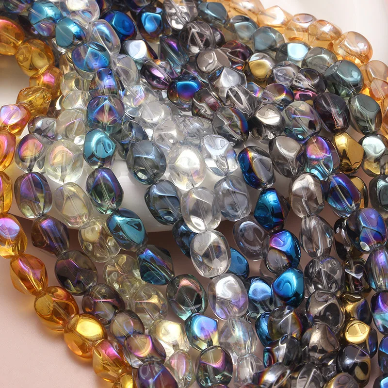 10pcs Colorful Oval Faceted Crystal Glass Irregular Loose Spacer Beads Geometric for Jewelry Making DIY Bracelets Accessories