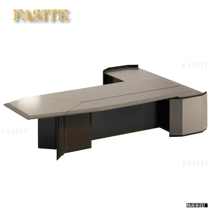ForSolid Wood High-end President Desk Large Manager Supervisor Office Furniture Desk and Chair Combination Modern