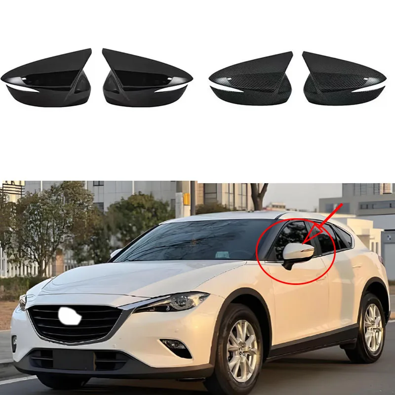 

For Mazda CX4 2016-2021 Car Sticker Rearview Side Mirror Cover Wing Cap Exterior Door Rear View Case Trim Carbon Fiber Look