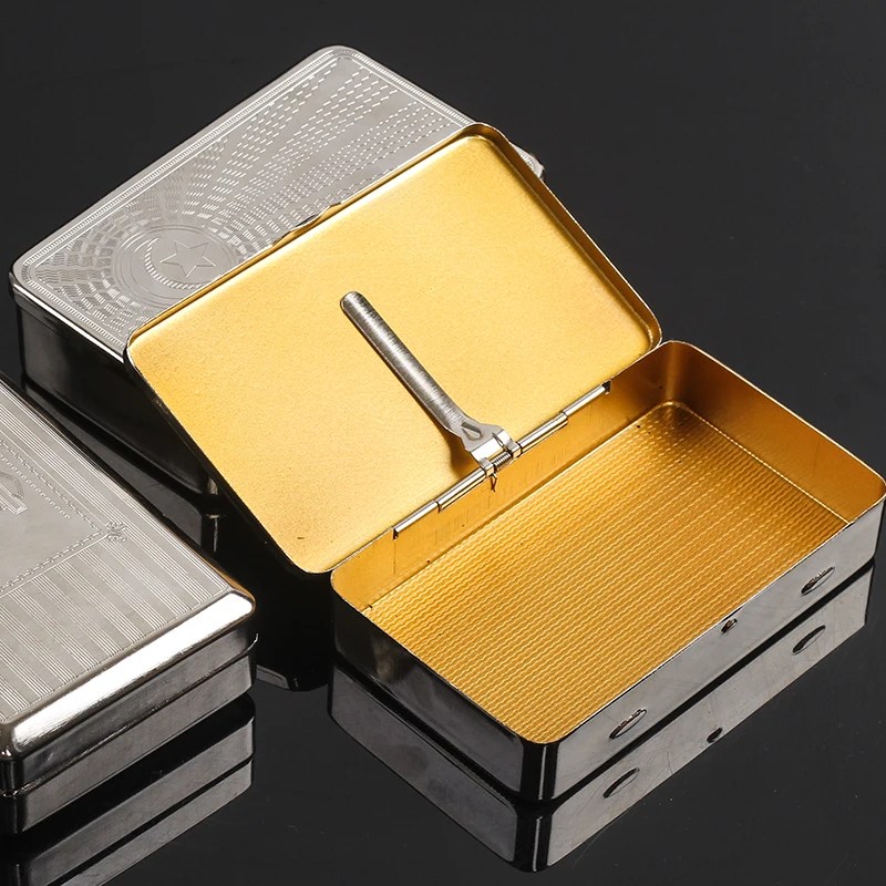 New 1pcs Cigarette Case Metal Tin Tobacco Box Container Portable Storage Kit With Clip Rolling Cigarettes Smoking Accessories