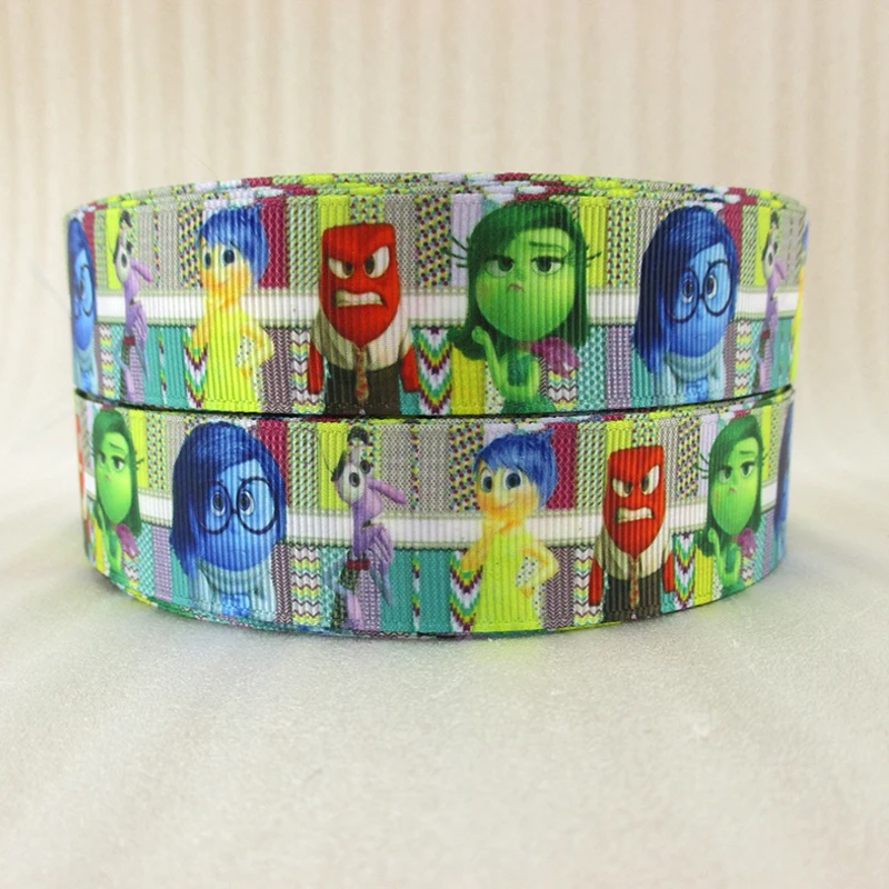 1 \'\'25mm Disney 5 Yards Multi Size Inside Out nastro in Grosgrain stampato per fiocco per capelli forniture artigianali fai da te nastri per cartoni