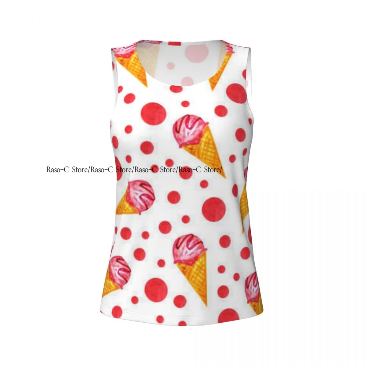 ผู้หญิงเสื้อกล้ามกีฬาหลวมเสื้อโยคะแห้งเร็วออกกำลังกายเสื้อกีฬาไอศกรีมโคนรูปแบบเสื้อโยคะ