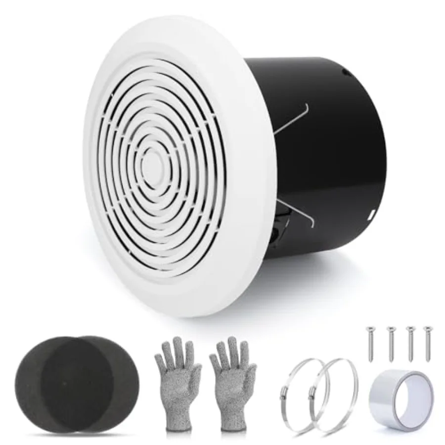 

V2262-50 7 Inch Bathroom Exhaust Fan 50 CFM Quiet Bathroom Vent Fan 1.0 Sones Low Noise Fans for Ceiling Kitchen Exhaust Fan Ga