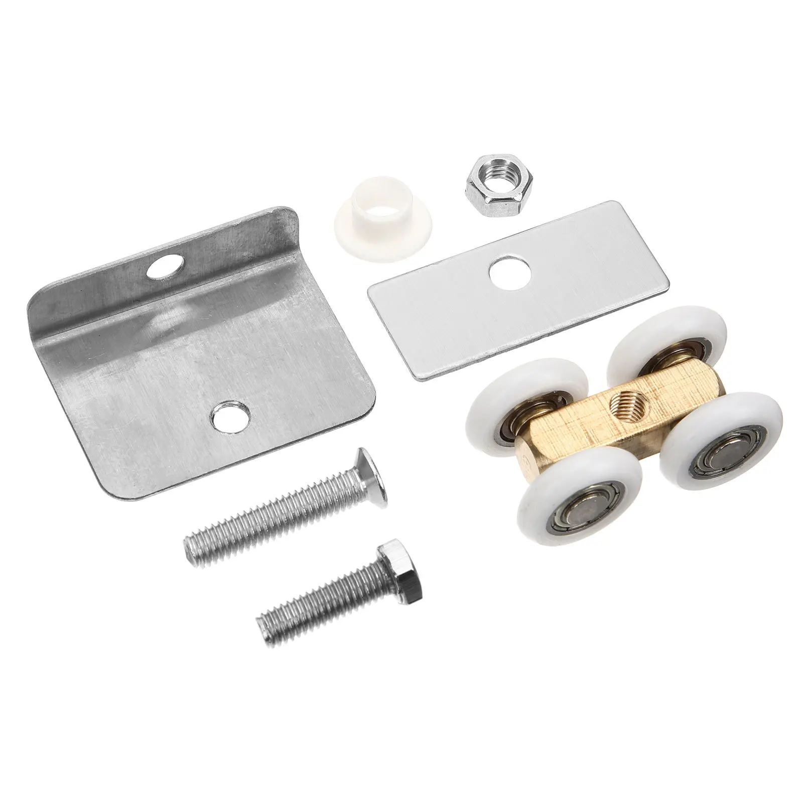 

2Sets Sliding Door Roller Trolley Assembly 4 Wheel Heavy Duty Replacement Hardware for Glass Cabinet Closet Doors
