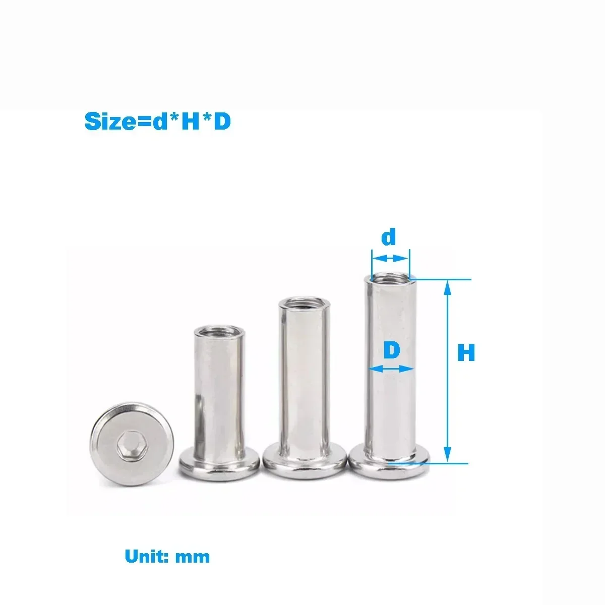 304 Stainless Steel Clamp Nut For Locking Furniture Screws / Knock On Internal Hexagonal Bolts M3M4M5M6M8