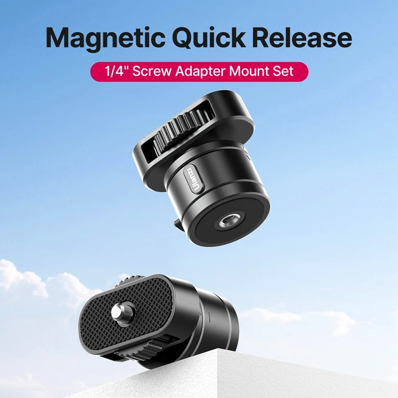 Ulanzi Go-Quick Ⅱ Magnetic Quick Release Adapter Mount Set with 1/4\'\' Screw for Gopro 12 11 10 9 8 7 6 5 DJI OSMO Insta360