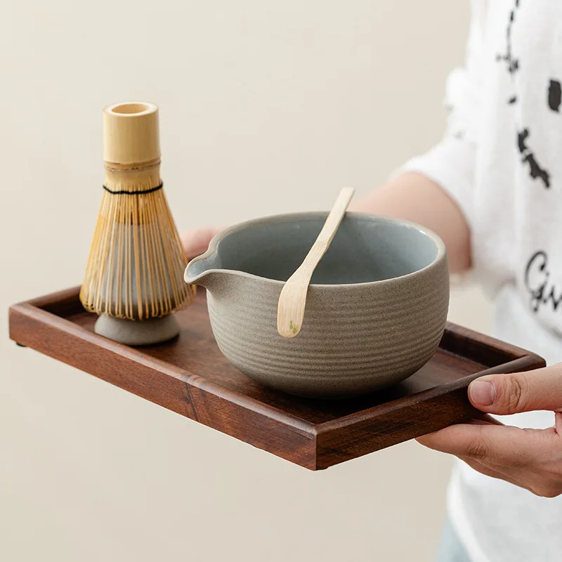 

8pcs Vintage Matcha Set Bamboo Whisk Coarse Pottery Raw Mineral Soil Ceramic Matcha Bowl Japanese Tea Ceremony Kit for Home Gift