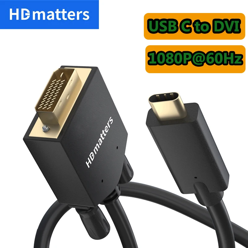 USB-C to DVI Cable 1080P Thunderbolt 3/4 USB 3.1 Type C to DVI-D single Link Cable 1.8M/1M for Macbook Pro Air Mini Dell Xps15