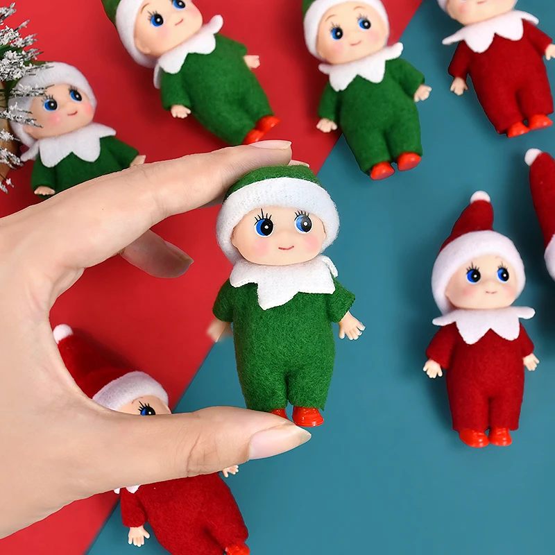 Christmas Mini Baby Elf Dolls Twins 2 PCS Set Overalls Kindness Craft Babies Doll Toy Xmas Gift For Girl Boy Kid New Year Party