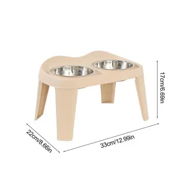 Lifted Dog Bowl Double Dog Bowl Holder Folding Dog Bowl Holder No-Spill Dog Cat Food Bowl Anti-Slip For Small Medium Dogs 5