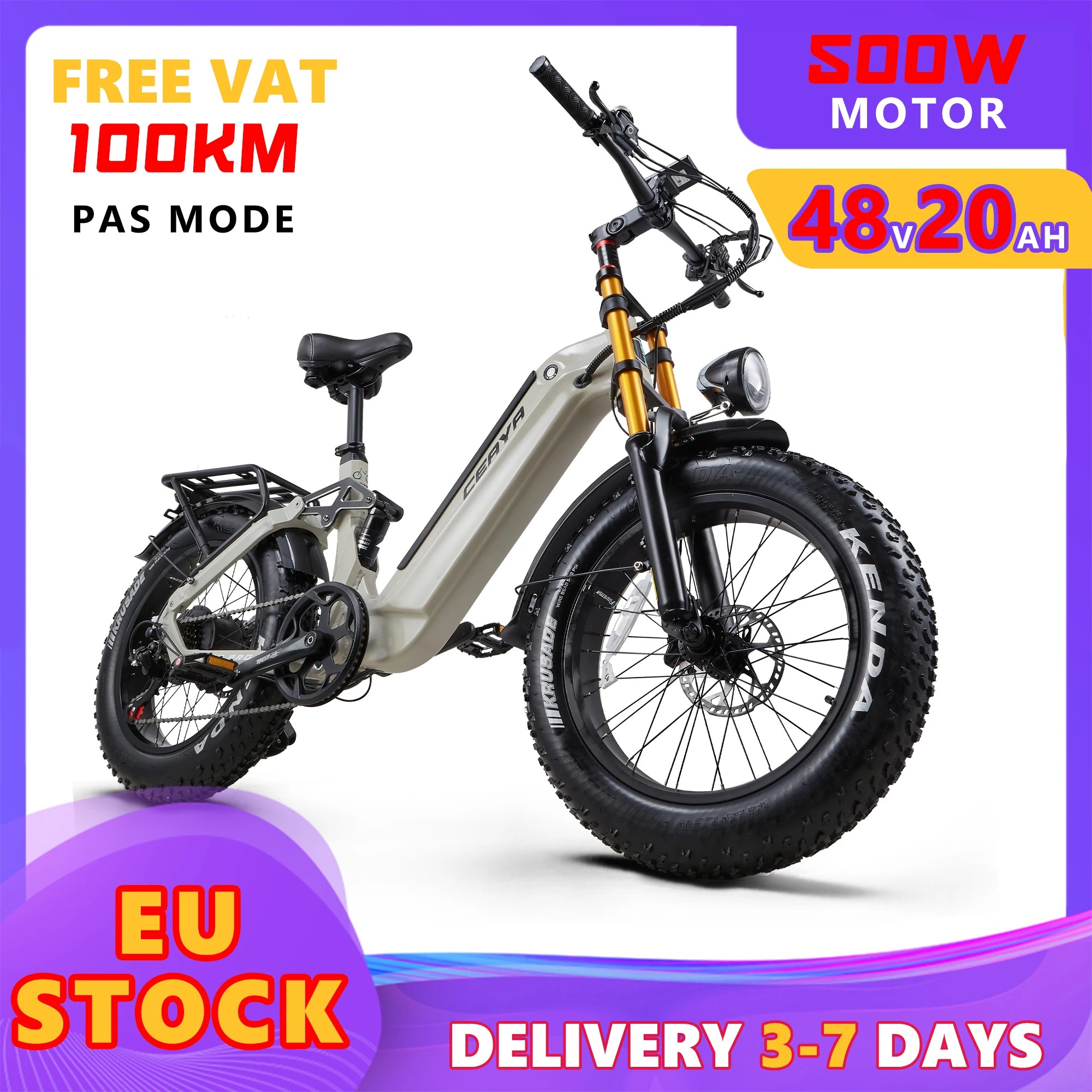 [Schiff Form EU] CEAYA A20PRO Elektrofahrrad 20" Fat Tire E-Bike 500W 48V 20Ah Erwachsene E