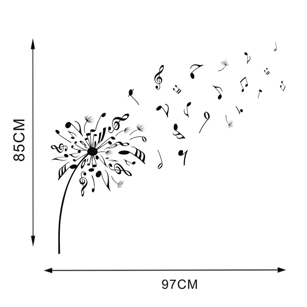 

Sticker Wall Sticker Studies 97*85 Cm Wall Art Bedroom Interior Music Note Shop Classroom Corridor Decal Flower