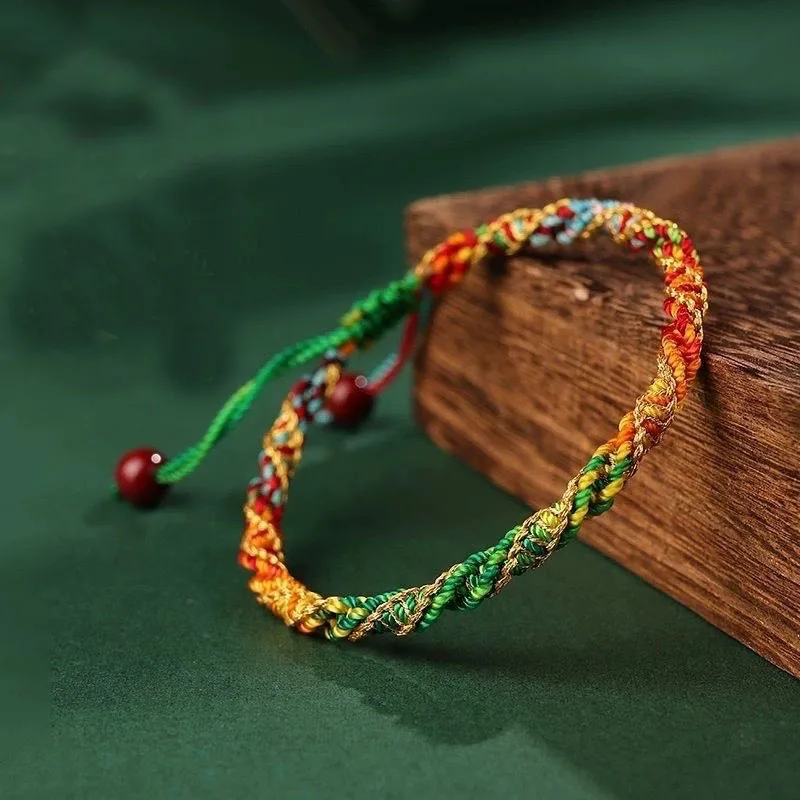 2025, chinesischer Stil, ethnisches Seil-Armband, für Männer und Frauen, handgefertigt, gewebt, verstellbare Schnur, Armband, Yoga, Meditation, Heilungszubehör