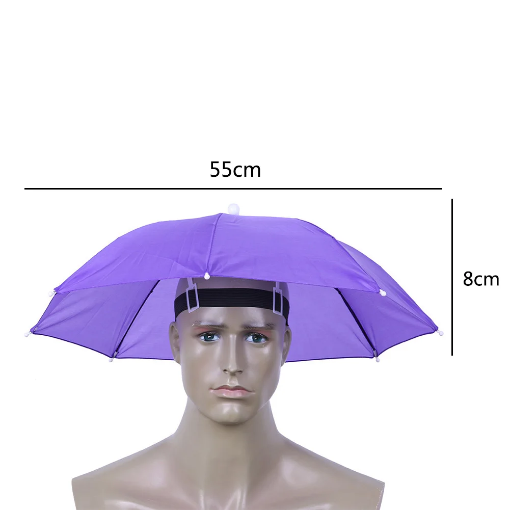 Chapeau de parapluie de pluie portable, pare-soleil pliable, casquette imperméable, extérieur, camping, pêche, sauna, plage, tête