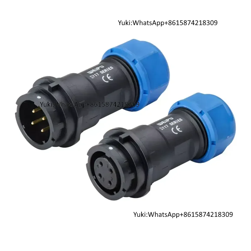 IP67 Waterproof Weipu SY17 2Pin 4Pin 9Pin SY1710 SY1711 SY1712 Industrial Cable Circular Electrical Connector Plug for Power