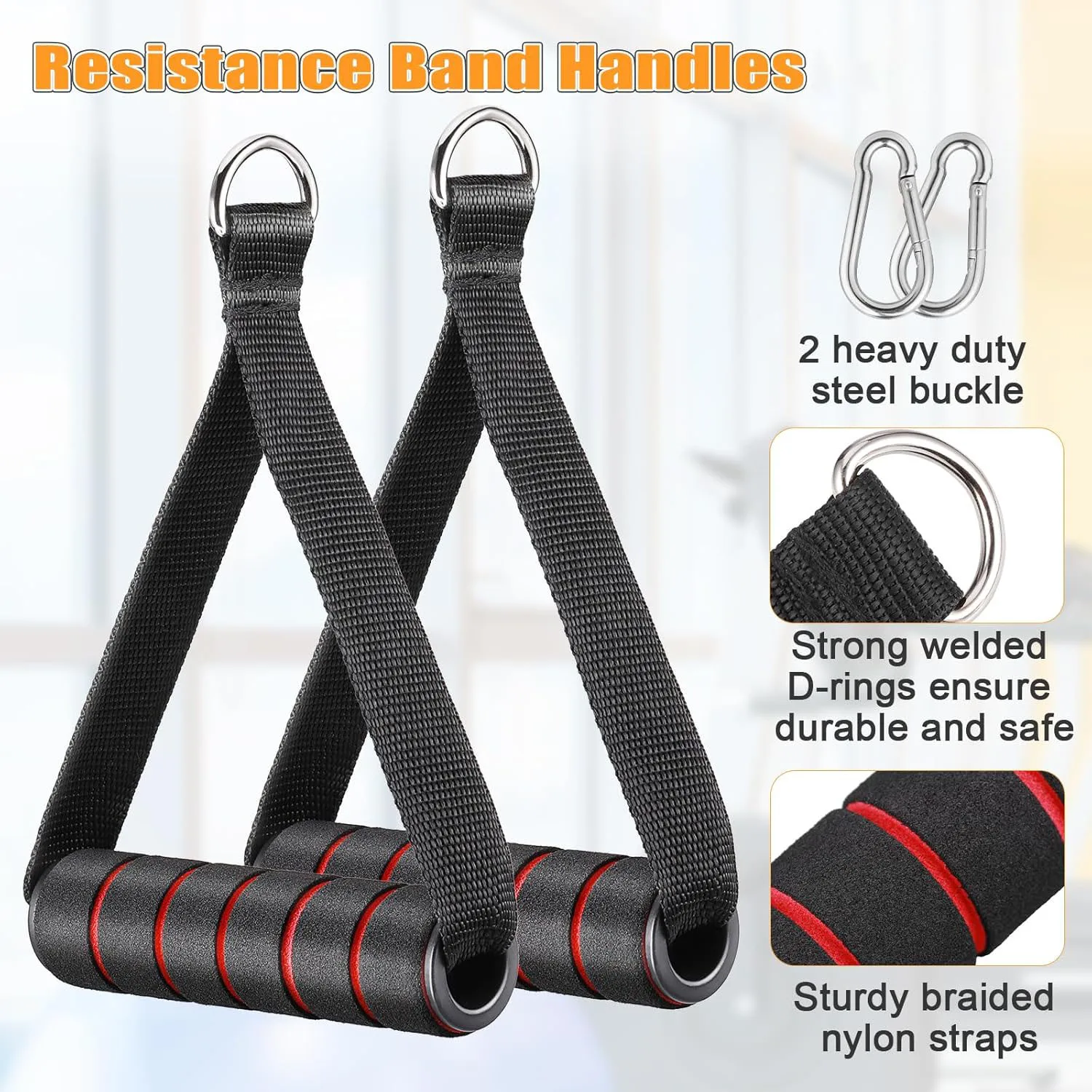 1 Piar Gym Exercise Handle Resistance Belt Strength Trainer Set, Heavy Duty Grip Gym Equipment for Tricep Strength Training