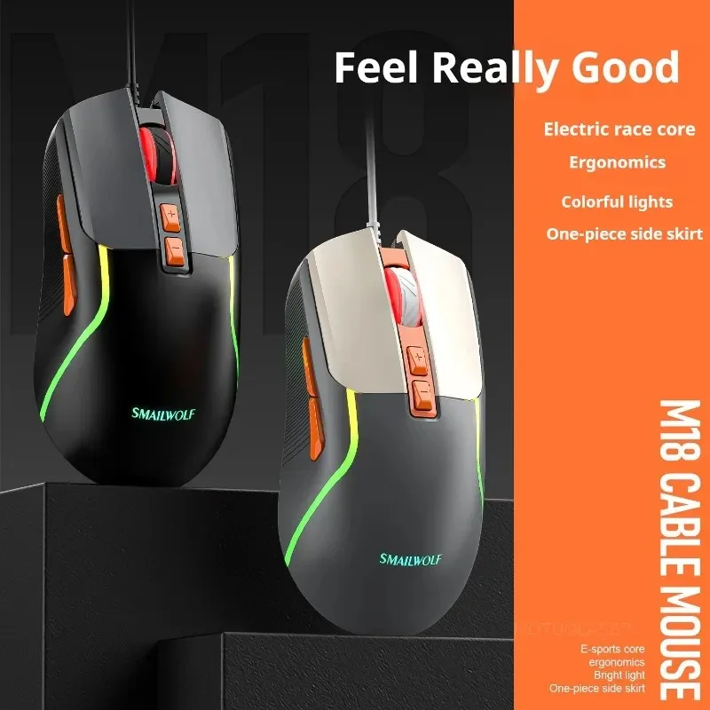 Wired RGB Gaming Mouse with Colorful LED Backlight Ergonomic Fit for PC Desktop and Laptop Gaming