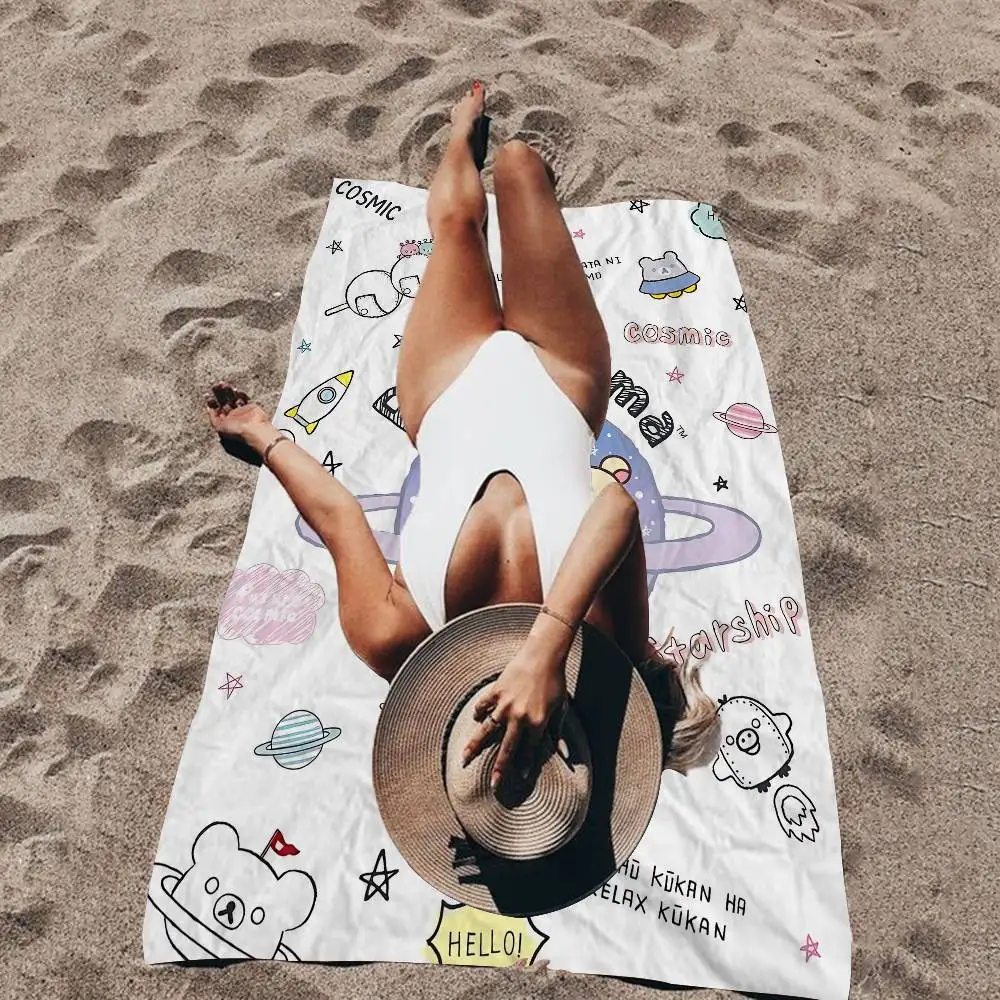 R-Rilakkuma Anime Beach Swimming Towel Soft Absorbent Washcloth Children's Gifts For Kids Travel Camping Gym