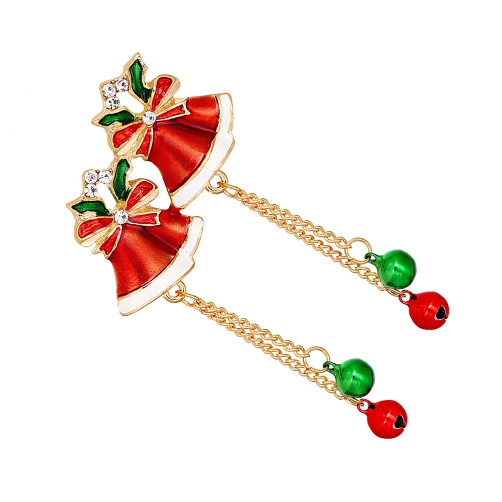 Brooch Pin Christmas Jewelry Color Retention Rhinestone Temperamental Bells Lapel Pin for Friend Family Neighbors Gift